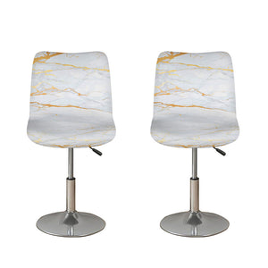 White Gold Scratch Marble Print Bar Stool Covers