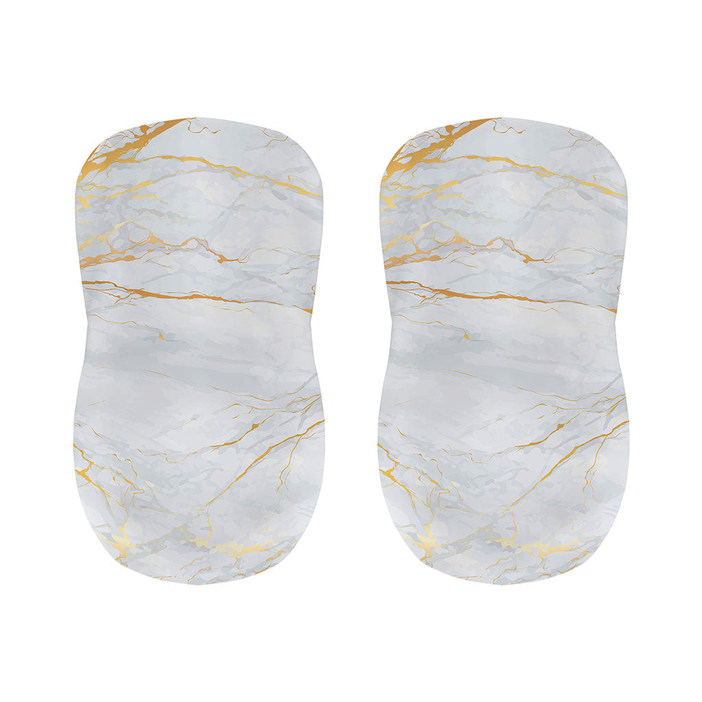 White Gold Scratch Marble Print Bar Stool Covers