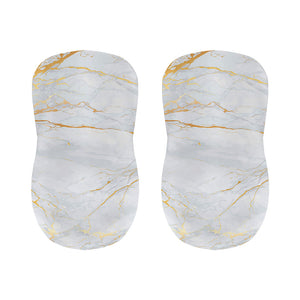 White Gold Scratch Marble Print Bar Stool Covers