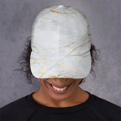 White Gold Scratch Marble Print Baseball Cap