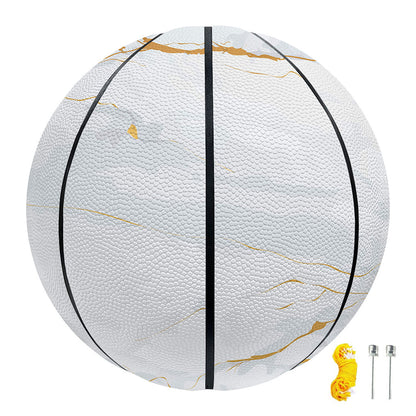White Gold Scratch Marble Print Basketball