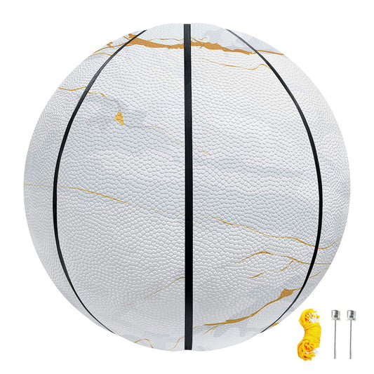 White Gold Scratch Marble Print Basketball