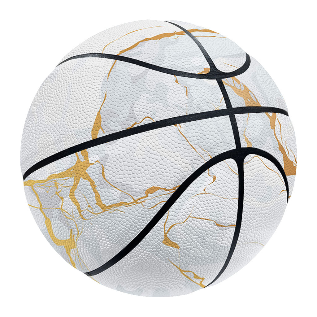 White Gold Scratch Marble Print Basketball