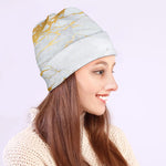 White Gold Scratch Marble Print Beanie