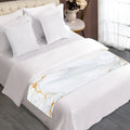 White Gold Scratch Marble Print Bed Runner
