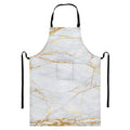 White Gold Scratch Marble Print Bib Apron With Pocket