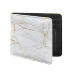 White Gold Scratch Marble Print Bifold Wallet