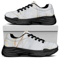 White Gold Scratch Marble Print Black Chunky Shoes