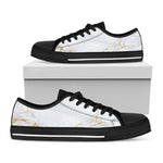 White Gold Scratch Marble Print Black Low Top Sneakers