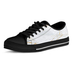 White Gold Scratch Marble Print Black Low Top Sneakers