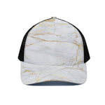 White Gold Scratch Marble Print Black Mesh Trucker Cap