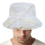 White Gold Scratch Marble Print Bucket Hat