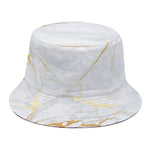 White Gold Scratch Marble Print Bucket Hat