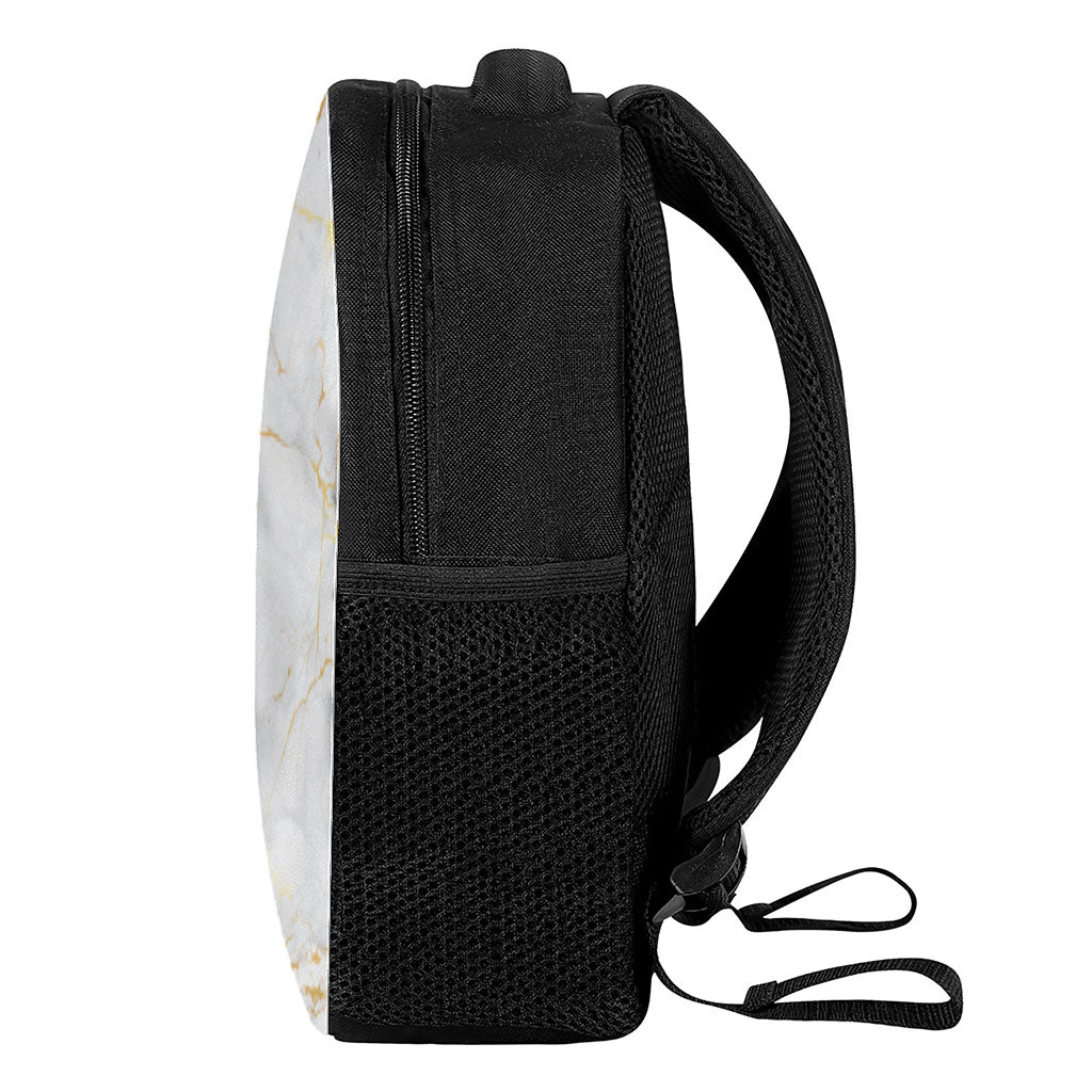 White Gold Scratch Marble Print Casual Backpack