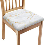 White Gold Scratch Marble Print Chair Cushion Cover