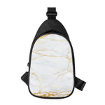 White Gold Scratch Marble Print Chest Bag