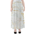 White Gold Scratch Marble Print Chiffon Maxi Skirt