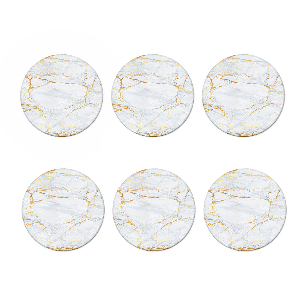 White Gold Scratch Marble Print Coaster Set