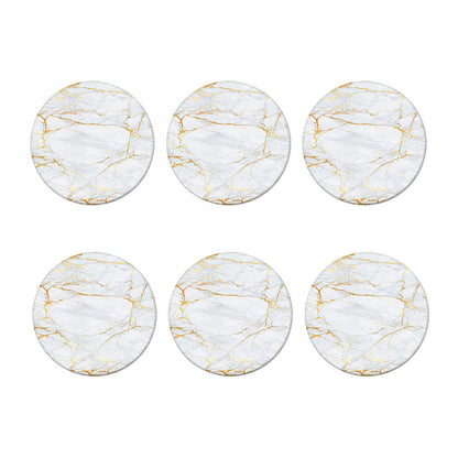 White Gold Scratch Marble Print Coaster Set