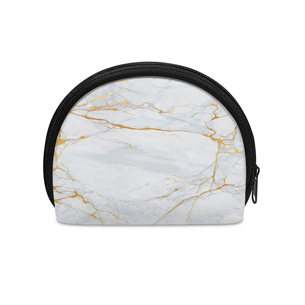White Gold Scratch Marble Print Coin Purse