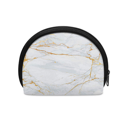 White Gold Scratch Marble Print Coin Purse