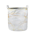 White Gold Scratch Marble Print Collapsible Laundry Basket