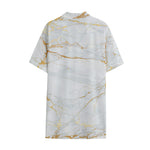 White Gold Scratch Marble Print Cotton Hawaiian Shirt
