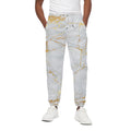 White Gold Scratch Marble Print Cotton Sweatpants