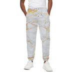 White Gold Scratch Marble Print Cotton Pants