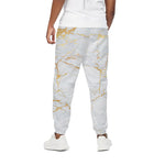 White Gold Scratch Marble Print Cotton Pants