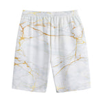 White Gold Scratch Marble Print Cotton Shorts
