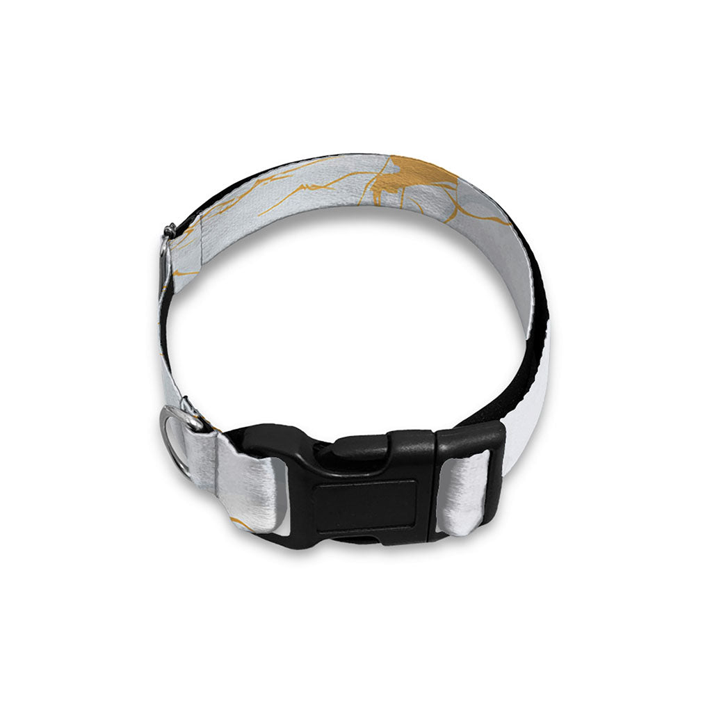 White Gold Scratch Marble Print Dog Collar