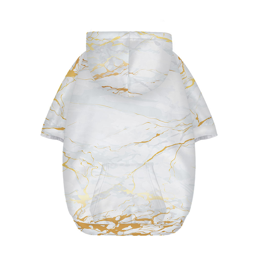 White Gold Scratch Marble Print Dog Zip Up Hoodie
