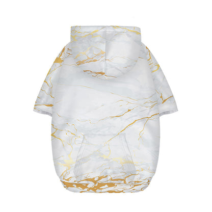 White Gold Scratch Marble Print Dog Zip Up Hoodie