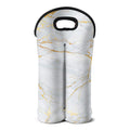 White Gold Scratch Marble Print Double Neoprene Wine Tote