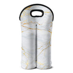 White Gold Scratch Marble Print Double Neoprene Wine Tote
