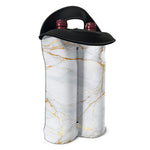 White Gold Scratch Marble Print Double Neoprene Wine Tote