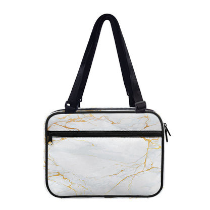 White Gold Scratch Marble Print Double Strap Bible Bag