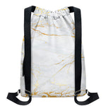 White Gold Scratch Marble Print Drawstring Backpack