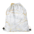 White Gold Scratch Marble Print Drawstring Bag