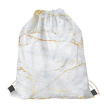 White Gold Scratch Marble Print Drawstring Bag