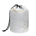 White Gold Scratch Marble Print Drawstring Makeup Bag