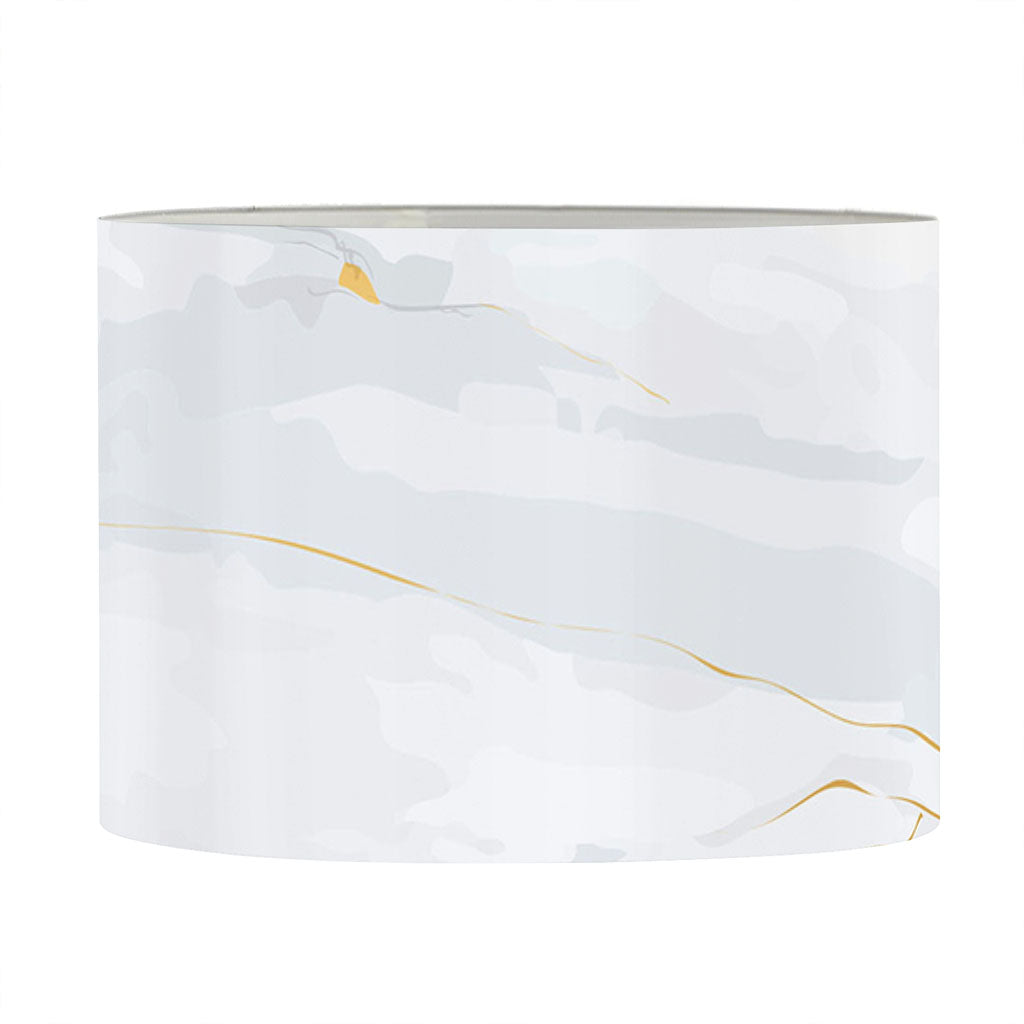 White Gold Scratch Marble Print Drum Lamp Shade