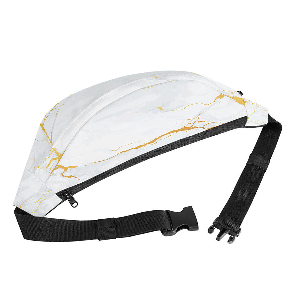 White Gold Scratch Marble Print Fanny Pack