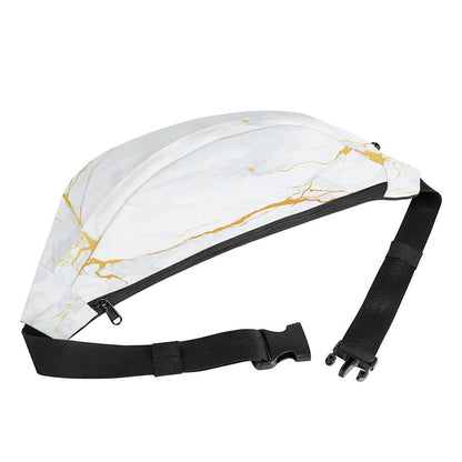 White Gold Scratch Marble Print Fanny Pack