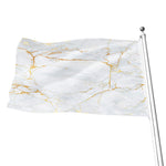 White Gold Scratch Marble Print Flag