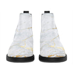 White Gold Scratch Marble Print Flat Ankle Boots