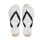 White Gold Scratch Marble Print Flip Flops
