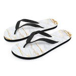 White Gold Scratch Marble Print Flip Flops