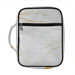 White Gold Scratch Marble Print Front Pocket Bible Bag